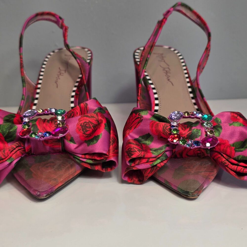 Betsey Johnson Audree Pointed Toe Slingback Pumps Sz 10 Embellished Metallic - Picture 7 of 8